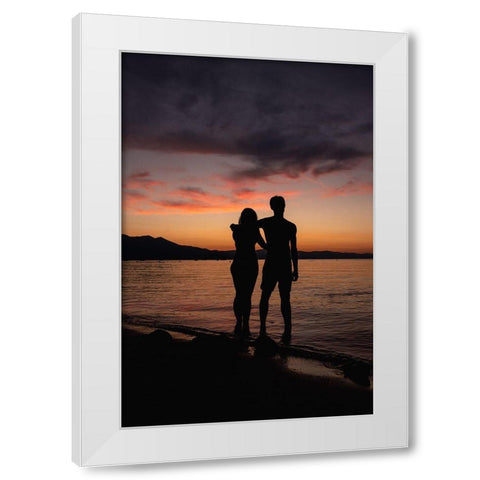 Couple Silhouette White Modern Wood Framed Art Print by Mossholder, Tim
