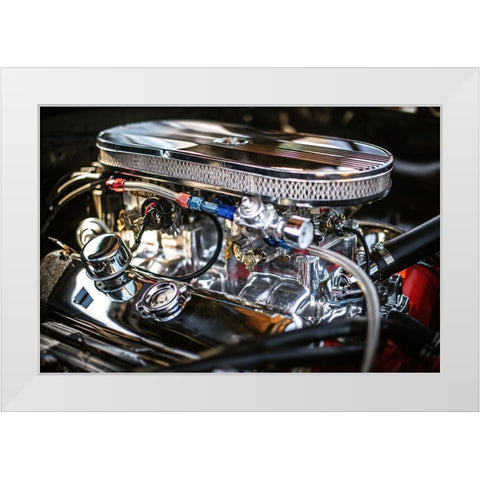 Auto Engine White Modern Wood Framed Art Print by Mossholder, Tim