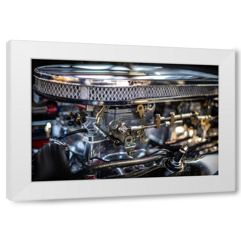 Auto Engine White Modern Wood Framed Art Print by Mossholder, Tim