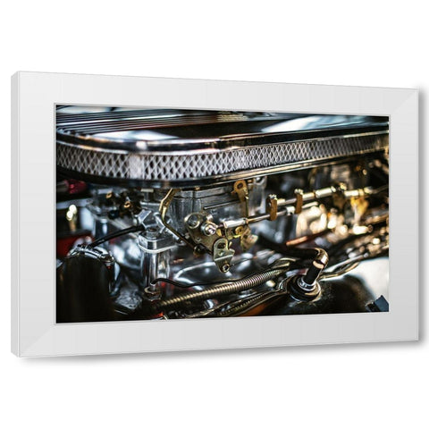 Auto Engine White Modern Wood Framed Art Print by Mossholder, Tim
