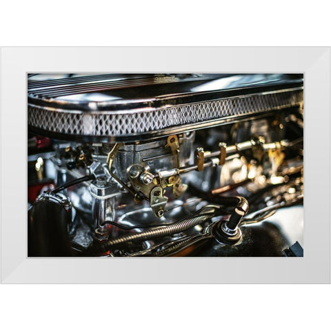Auto Engine White Modern Wood Framed Art Print by Mossholder, Tim