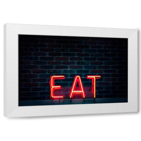 Eat in Neon White Modern Wood Framed Art Print by Mossholder, Tim