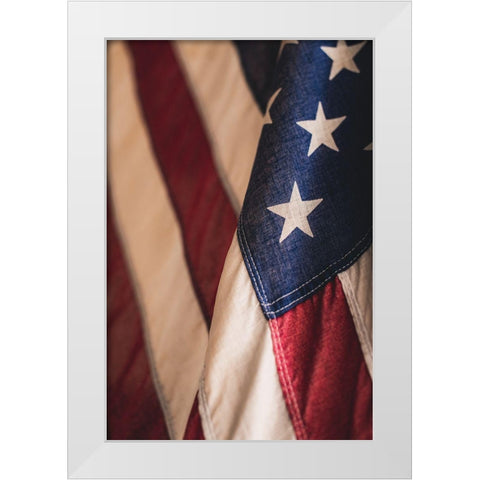 USA Flag White Modern Wood Framed Art Print by Mossholder, Tim
