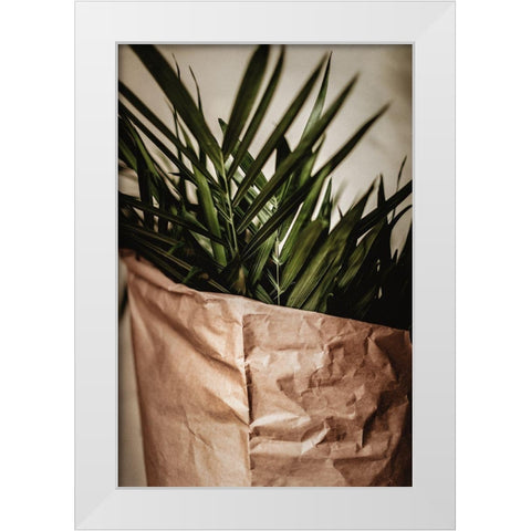 Palms a Craft Paper White Modern Wood Framed Art Print by Mossholder, Tim