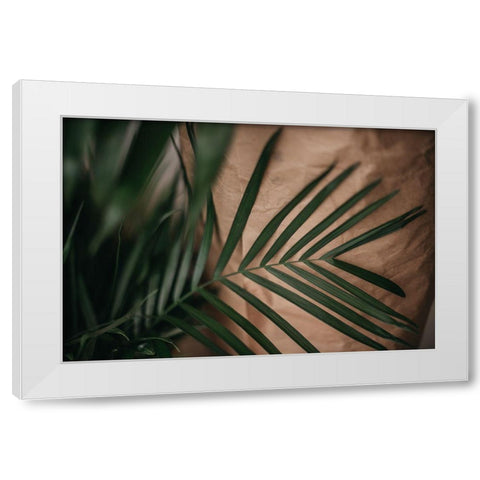 Palms a Craft Paper White Modern Wood Framed Art Print by Mossholder, Tim