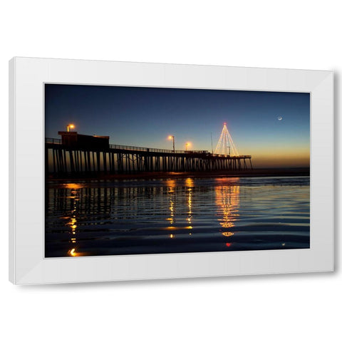 Christmas at Pismo Beach White Modern Wood Framed Art Print by Mossholder, Tim