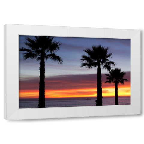 Palms at Sunset White Modern Wood Framed Art Print by Mossholder, Tim