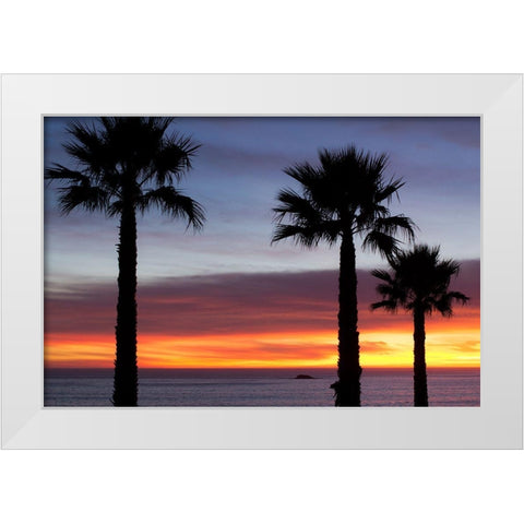Palms at Sunset White Modern Wood Framed Art Print by Mossholder, Tim