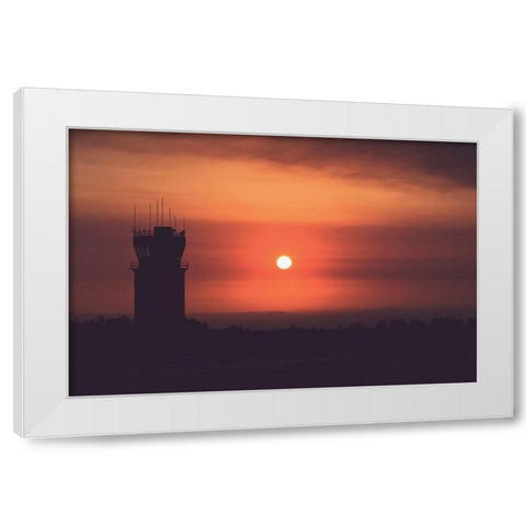 Orange Airport White Modern Wood Framed Art Print by Mossholder, Tim