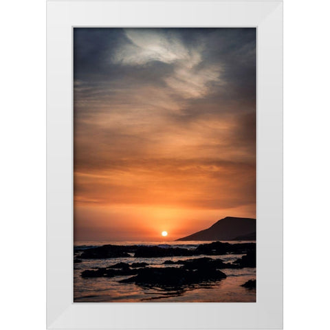 Orange Sunset White Modern Wood Framed Art Print by Mossholder, Tim