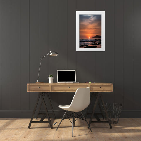 Orange Sunset White Modern Wood Framed Art Print by Mossholder, Tim