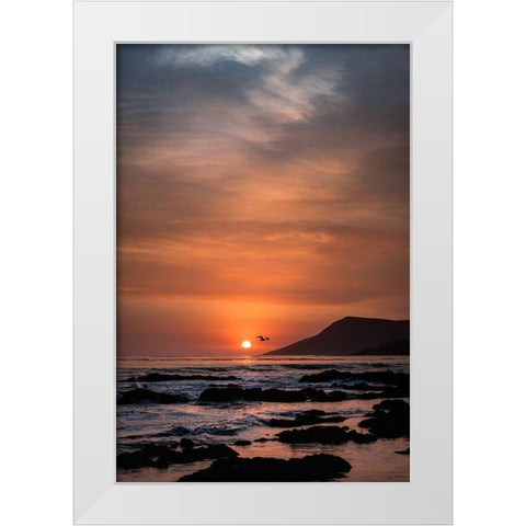 Orange Sunset White Modern Wood Framed Art Print by Mossholder, Tim