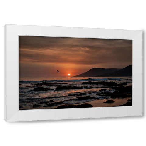 Orange Sunset White Modern Wood Framed Art Print by Mossholder, Tim