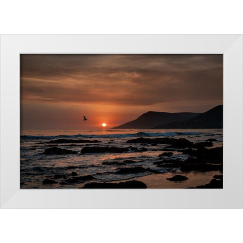 Orange Sunset White Modern Wood Framed Art Print by Mossholder, Tim