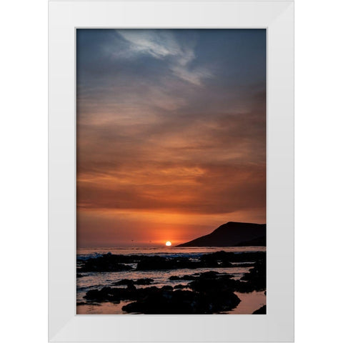 Orange Sunset White Modern Wood Framed Art Print by Mossholder, Tim