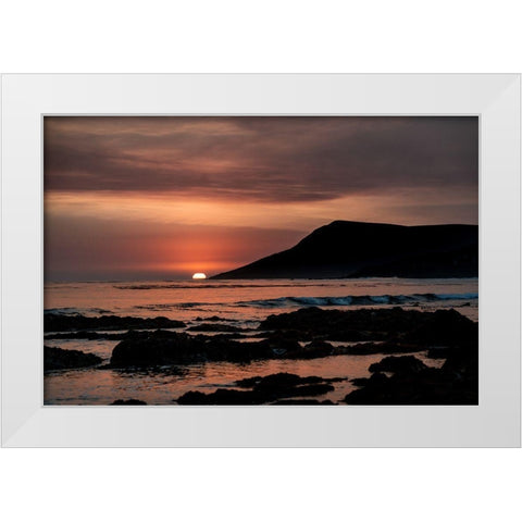 Orange Sunset White Modern Wood Framed Art Print by Mossholder, Tim