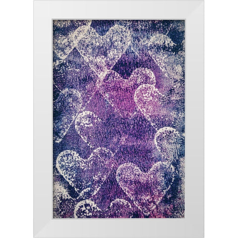 Painted Hearts White Modern Wood Framed Art Print by Mossholder, Tim