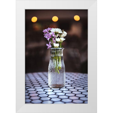 Flowers on Table White Modern Wood Framed Art Print by Mossholder, Tim
