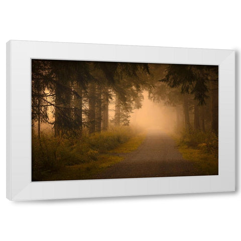 On the way into the fog White Modern Wood Framed Art Print by Maier, Norbert