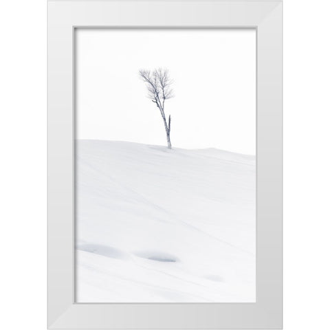 Lonely at Top White Modern Wood Framed Art Print by Oberai, Jassi