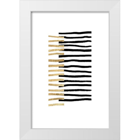 Gold on Black Lines White Modern Wood Framed Art Print by Sawall, Anastasia