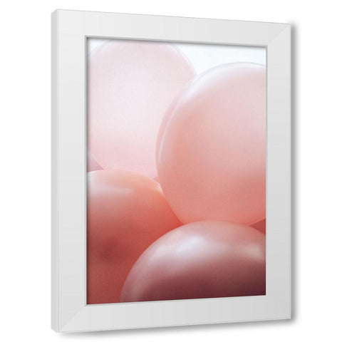 Rosy Balloons White Modern Wood Framed Art Print by Sawall, Anastasia