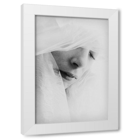 Peaceful White Modern Wood Framed Art Print by Bousca, Bogdan