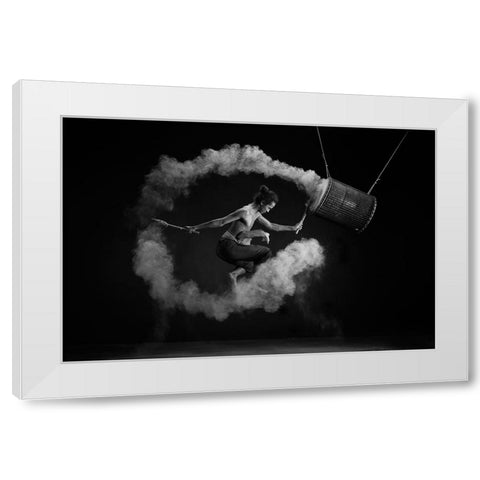 Flying Drum White Modern Wood Framed Art Print by Widyantini, Rini