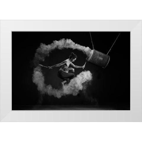 Flying Drum White Modern Wood Framed Art Print by Widyantini, Rini