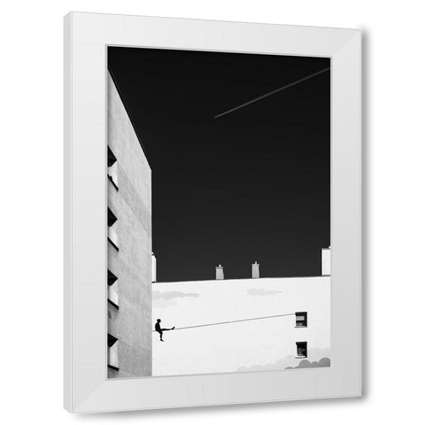 Acrobat. White Modern Wood Framed Art Print by Niemiec, Anna