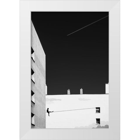 Acrobat. White Modern Wood Framed Art Print by Niemiec, Anna