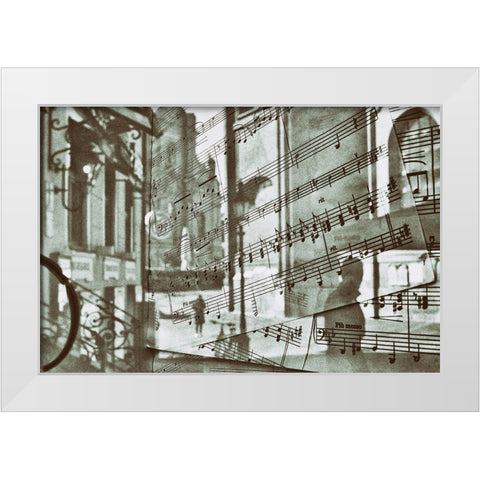 Music Is In The Air White Modern Wood Framed Art Print by Pascale, Vincenzo