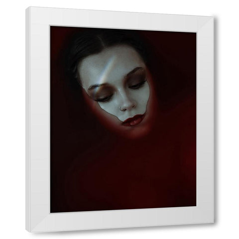 Red Moon White Modern Wood Framed Art Print by Hasanian, Yasin