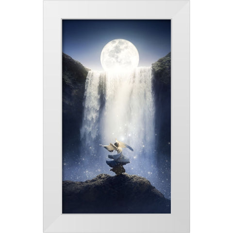 Dance under the moon White Modern Wood Framed Art Print by Pu, Can