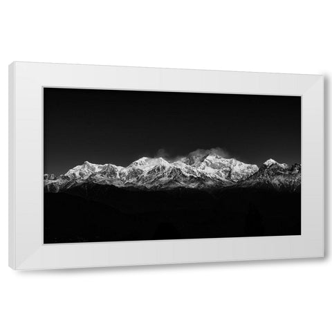 Mt. KANCHENDZONGHA White Modern Wood Framed Art Print by Sheel, Avijit