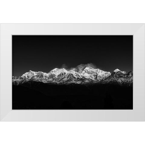 Mt. KANCHENDZONGHA White Modern Wood Framed Art Print by Sheel, Avijit