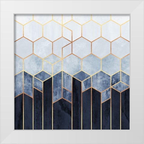Soft Blue Hexagons White Modern Wood Framed Art Print by Fredriksson, Elisabeth