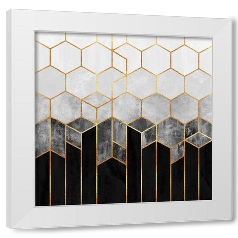 Charcoal Hexagons White Modern Wood Framed Art Print by Fredriksson, Elisabeth