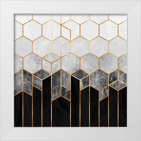 Charcoal Hexagons White Modern Wood Framed Art Print by Fredriksson, Elisabeth