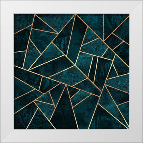 Deep Teal Stone White Modern Wood Framed Art Print by Fredriksson, Elisabeth