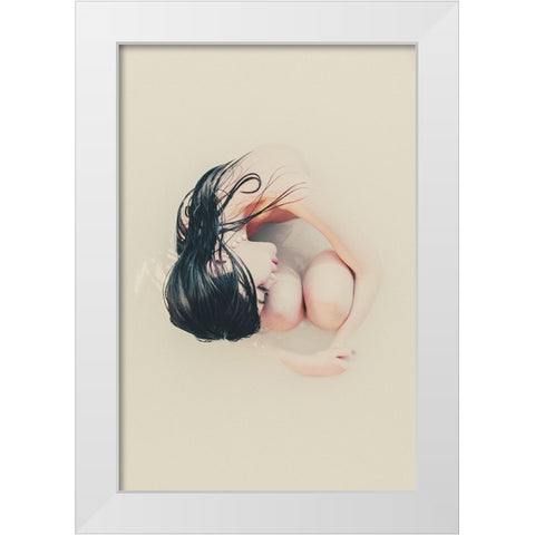 Milky white White Modern Wood Framed Art Print by Sangan, Kurosaki