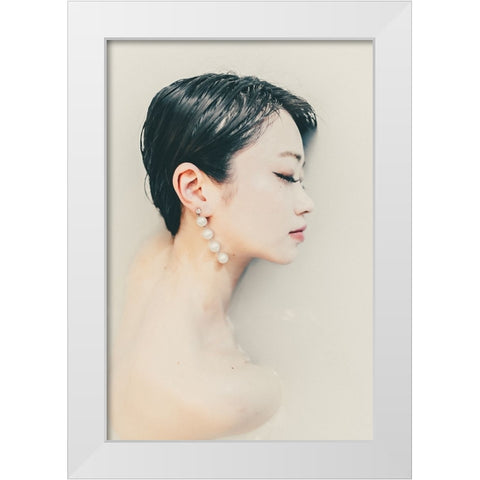 Milky white White Modern Wood Framed Art Print by Sangan, Kurosaki