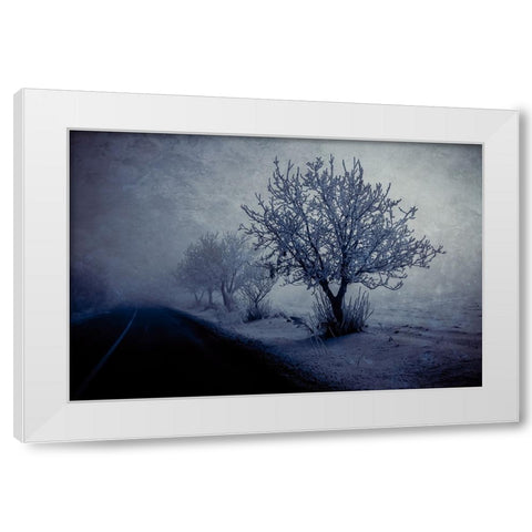 At night foggy White Modern Wood Framed Art Print by Kazamil, Farid