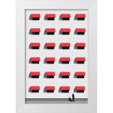 Red walker White Modern Wood Framed Art Print by Cederberg, Marcus