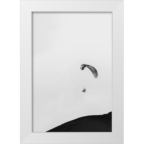 Paragliding White Modern Wood Framed Art Print by Wang, Bill