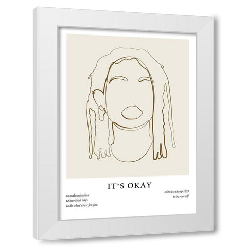 Woman line portrait White Modern Wood Framed Art Print by NKTN