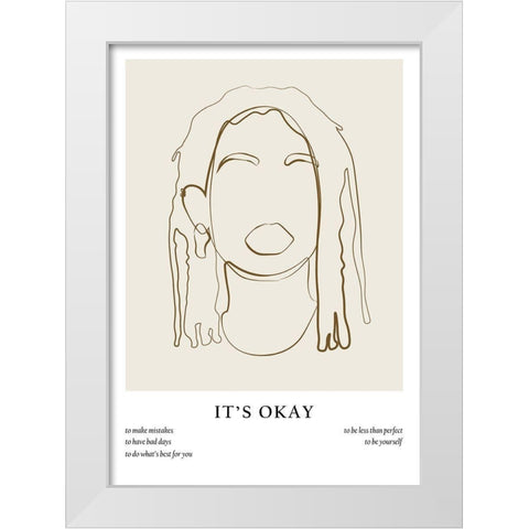 Woman line portrait White Modern Wood Framed Art Print by NKTN