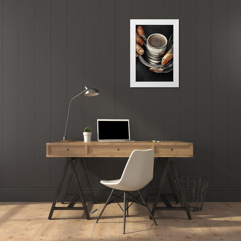 Coffee White Modern Wood Framed Art Print by Adrian Chis, Paul
