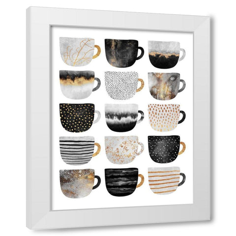 Pretty Coffee Cups White Modern Wood Framed Art Print by Fredriksson, Elisabeth