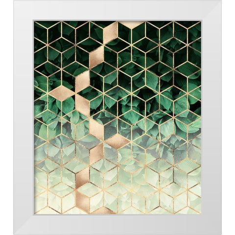 Leaves And Cubes White Modern Wood Framed Art Print by Fredriksson, Elisabeth